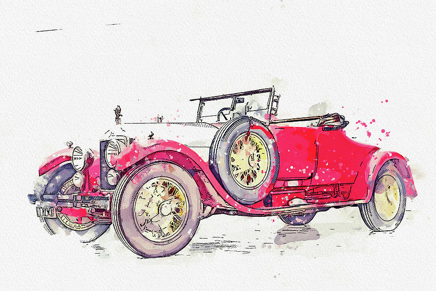 1925 Minerva AB Roadster watercolor by Ahmet Asar Painting by Celestial Images
