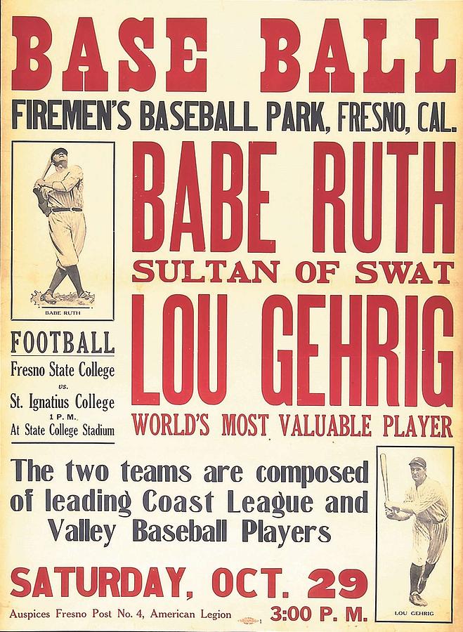 Lou Gehrig and Babe Ruth Poster