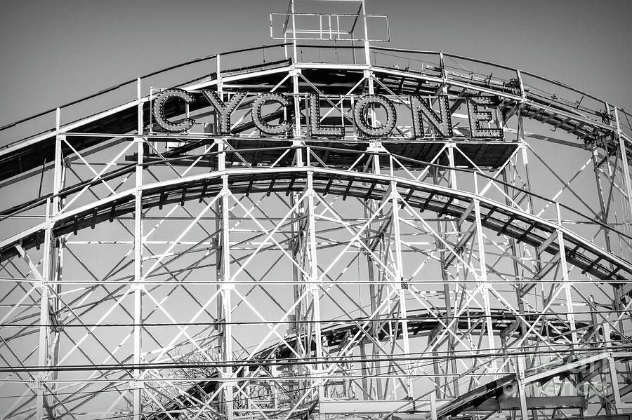 1927 Wood Roller Coaster Coney Island BW Cyclone  Photograph by Chuck Kuhn