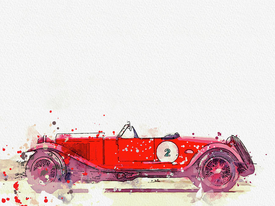 1928 Alfa Romeo 6C 1500 Zagato Tre Posti 2 watercolor by Ahmet Asar Painting by Celestial Images