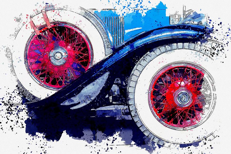 1928 Cadillac Dual Cowl 341 A Dual Cowl Sport Phaeton 5 watercolor by Ahmet Asar Painting by Celestial Images