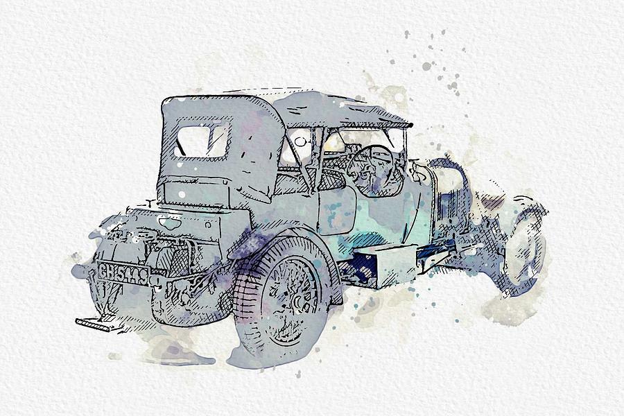 1930 Bentley 4 .5 Litre 3 watercolor by Ahmet Asar Painting by Celestial Images