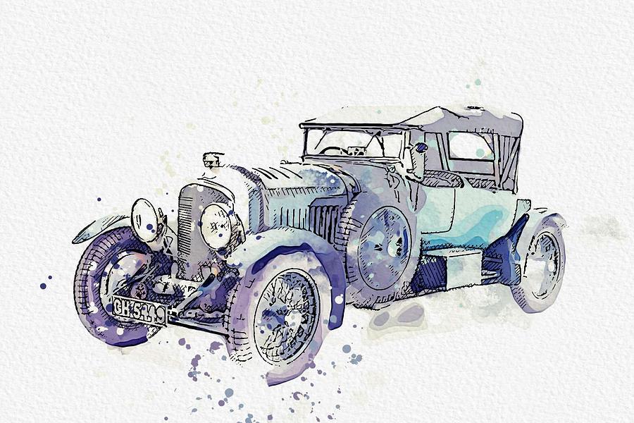 1930 Bentley 4 .5 Litre 4 watercolor by Ahmet Asar Painting by Celestial Images