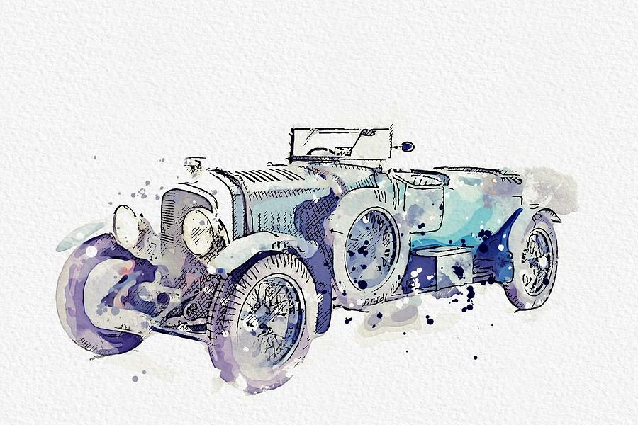 1930 Bentley 4 .5 Litre watercolor by Ahmet Asar Painting by Celestial Images