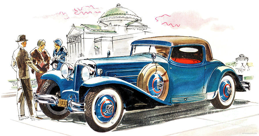1930 L29 Cord Weymann Coupe With Fashion Models Mixed Media by Retrographs