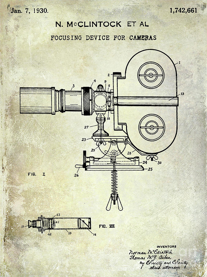  1930 Movie Camera Patent  #1930 Photograph by Jon Neidert