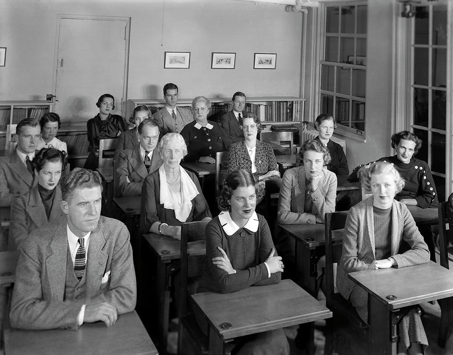 1930s 1940s Classroom Group Of Men Photograph by Vintage Images - Fine ...