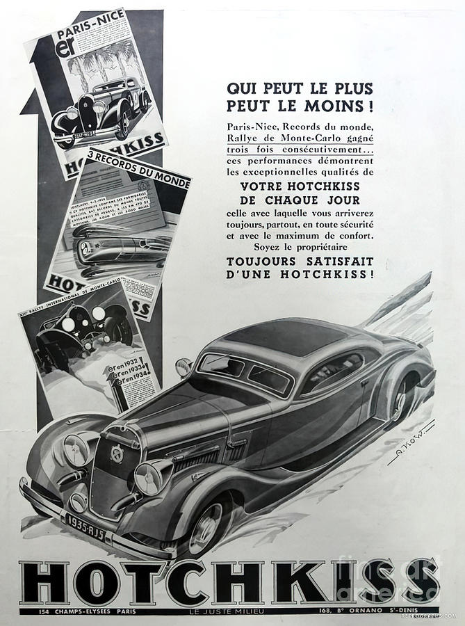1930s Advertisement For Hotchkiss Mixed Media by Retrographs