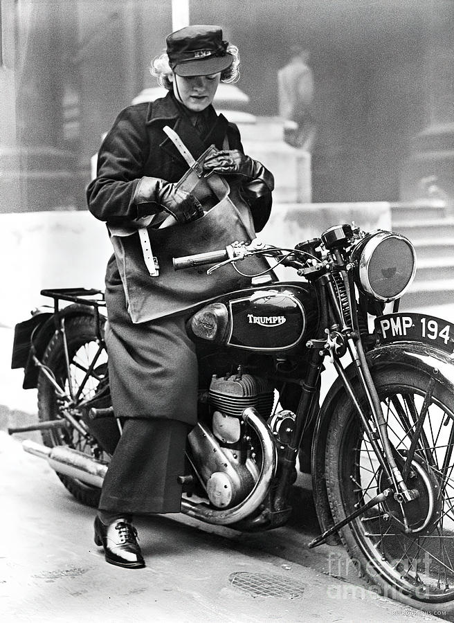 1930s British Woman Police Officer On Motorcycle Photograph by Retrographs