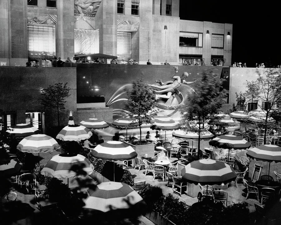 1930s Cafe Umbrellas Tables Evening Photograph by Vintage Images | Fine ...