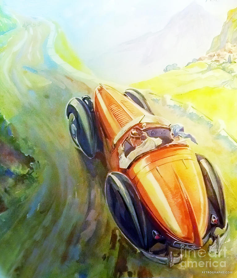 1930s Delahaye At Speed With Couple Painting by Geo Ham