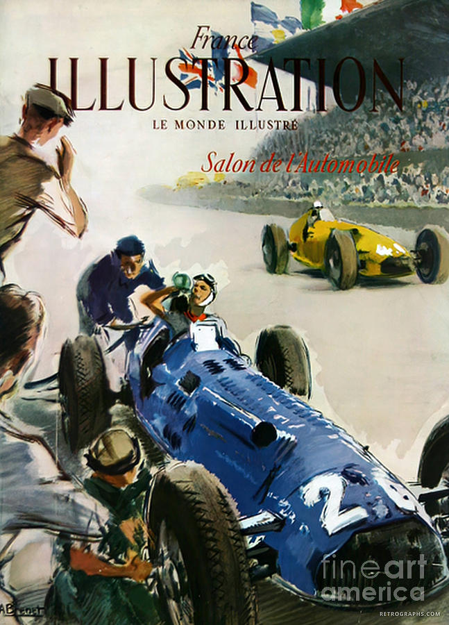 1930s Illustration Magazine Racing Cars Talbot Mixed Media by Retrographs
