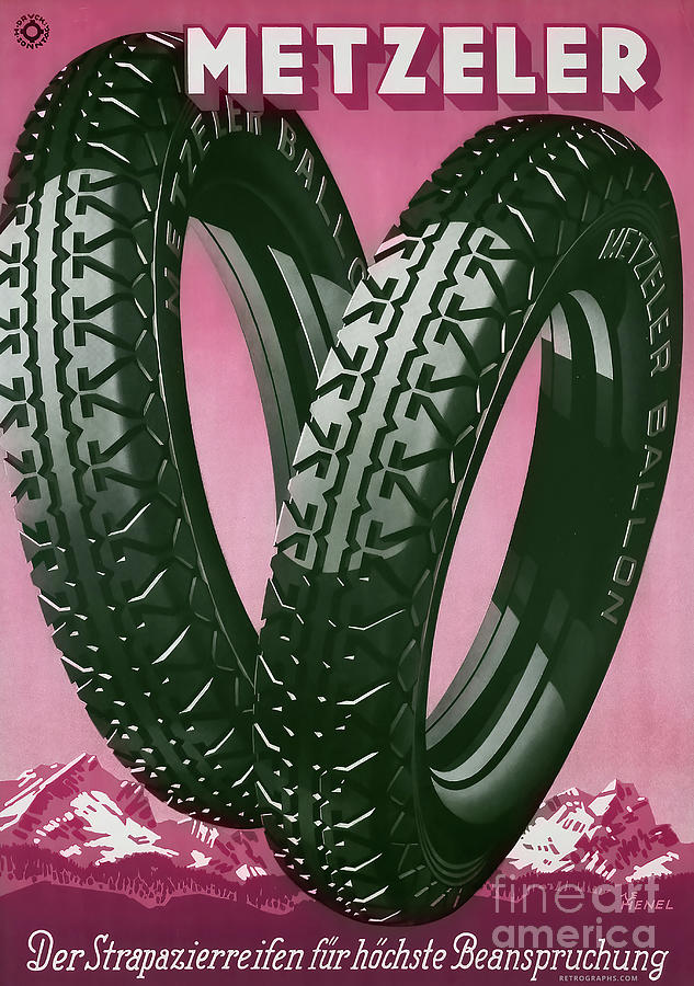 1930s Metzeler Advertisement For Tires Mixed Media by Retrographs