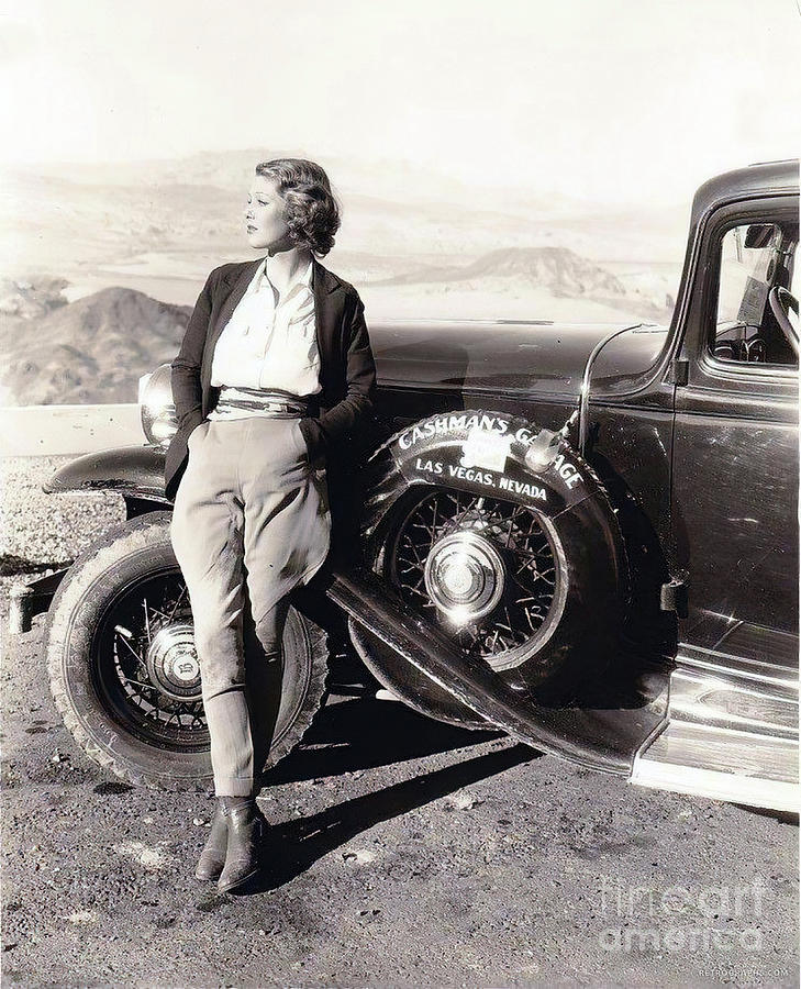 1930s Myrna Loy With Ford Coupe In Las Vegas Photograph by Retrographs