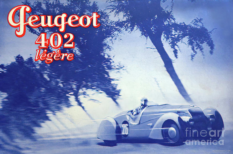 1930s Peugeot 402 Leger Poster Mixed Media by Retrographs
