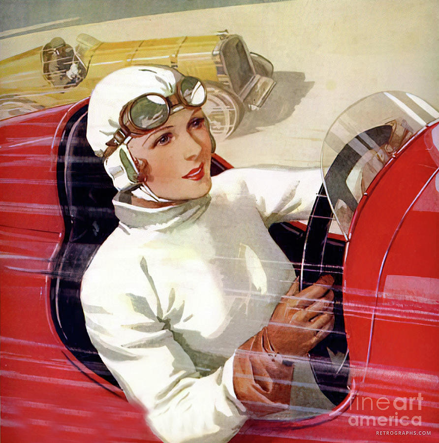 1930s Woman Race Driver Mixed Media by Retrographs