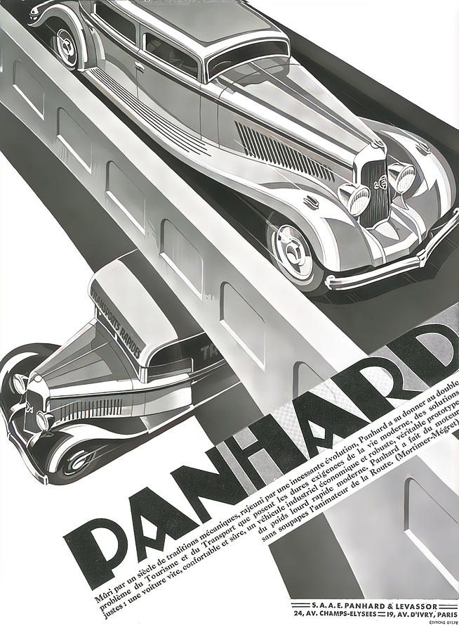 1931 Advertisement Panhard Vehicles Original French Art Deco Illustration Mixed Media by Retrographs