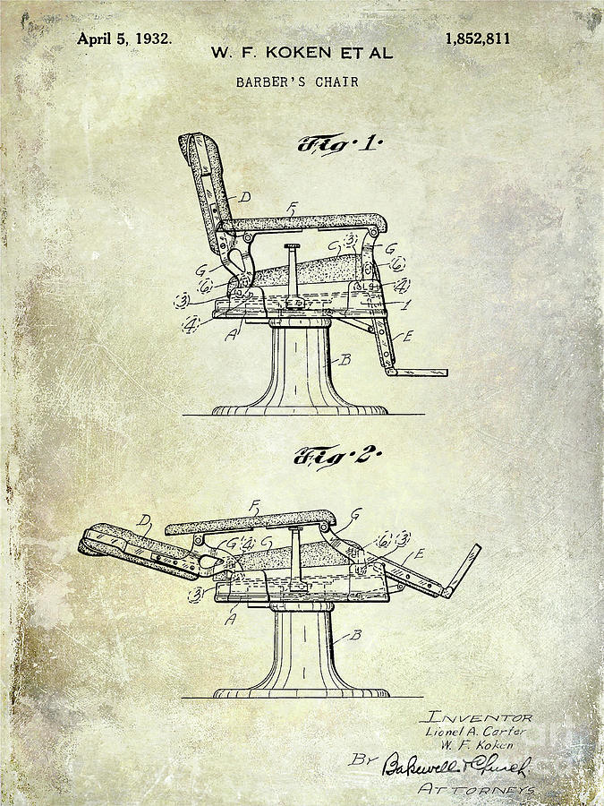 Barber Photograph - 1932 Barber Chair Patent by Jon Neidert