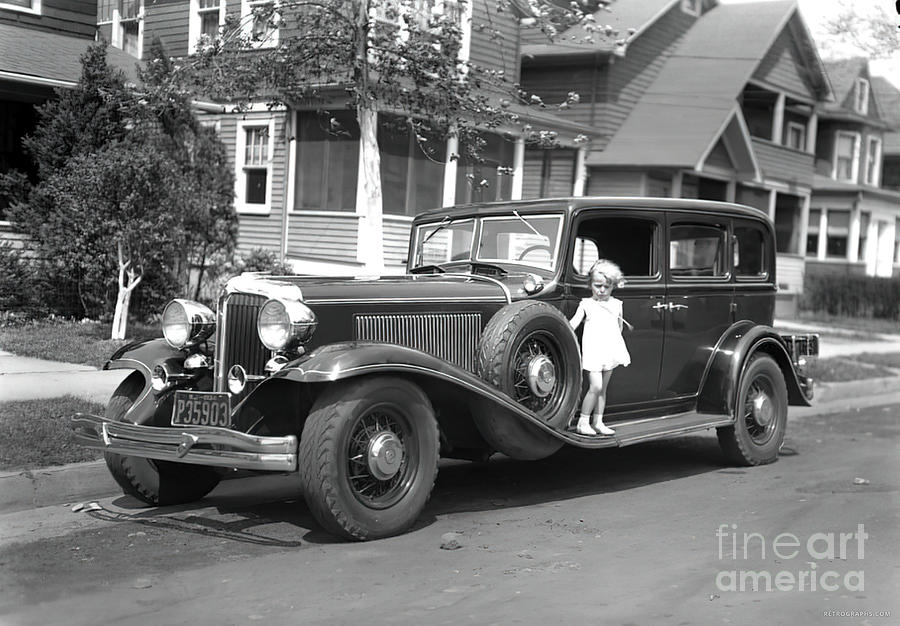 1932 Chrysler Imperial Sedan With Young Child Photograph by Retrographs
