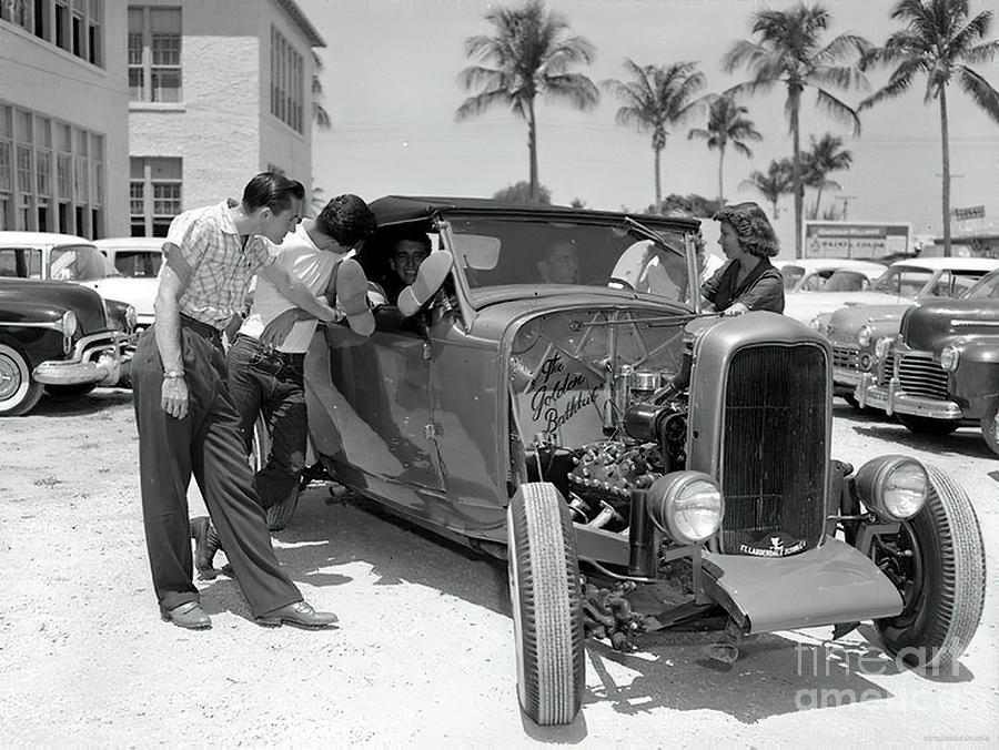 1932 Ford Roadster Hot Rod With Admirers Photograph by Retrographs