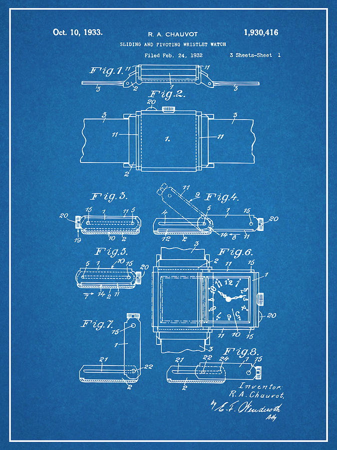 Rolex Watch Patent 1941 in Blueprint Wood Print by Bill Cannon - Fine Art  America