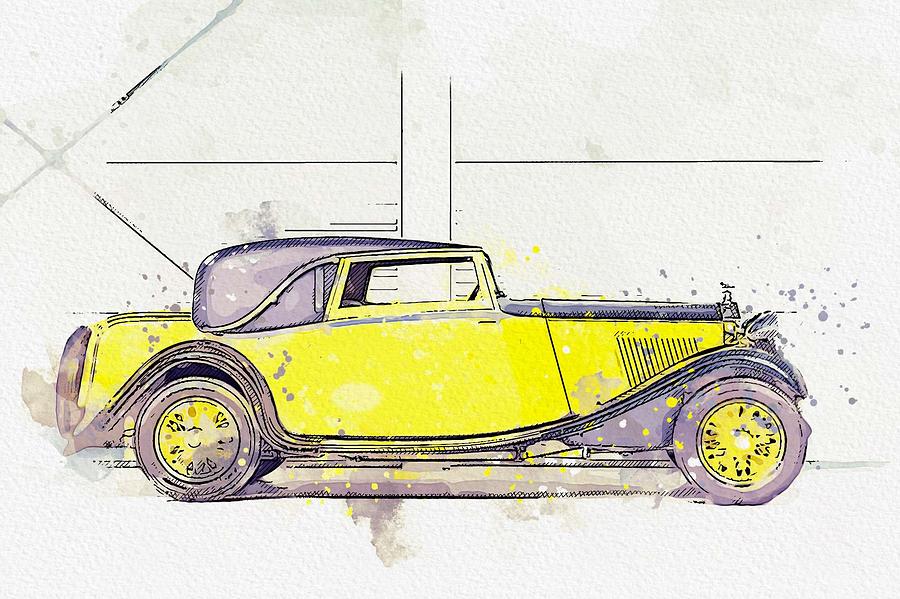 1934 Rolls-Royce 20 25 H.P. Coupe by Barker 4 watercolor by Ahmet Asar Painting by Celestial Images