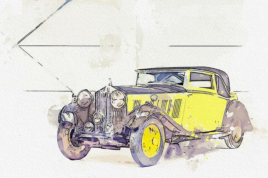 1934 Rolls-Royce 20 25 H.P. Coupe by Barker watercolor by Ahmet Asar Painting by Celestial Images