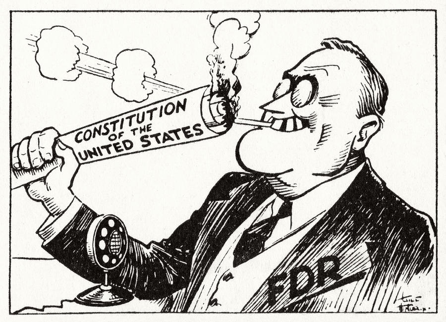 1935 Franklin D. Roosevelt Burns US Constitution Drawing by Historic Image