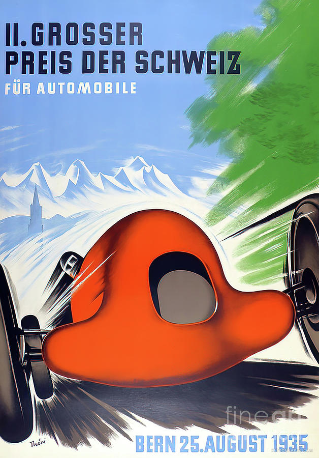 1935 Grosser Preis Der Schweiz Race Poster Mixed Media by Retrographs