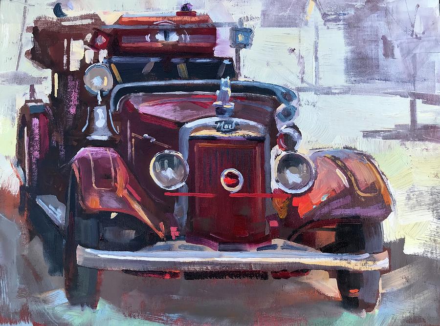 1935 Mack Fire Truck Painting By Spencer Meagher