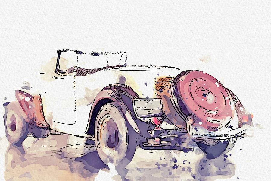 1937 Citroen 7 3 watercolor by Ahmet Asar Painting by Celestial Images