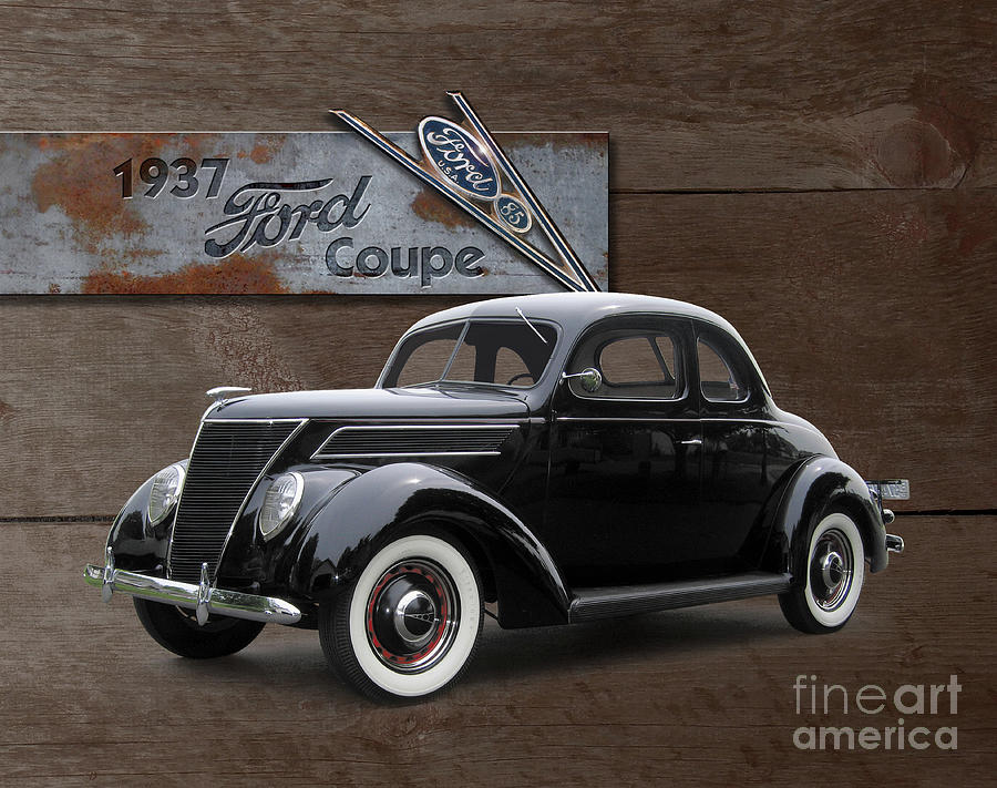 1937 Ford Coupe On Barnwood Photograph