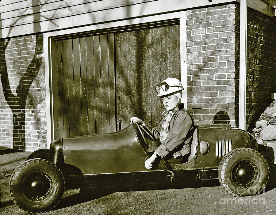 1939 Custer Go Kart With Young Driver Andover, Massachusetts Photograph by Retrographs