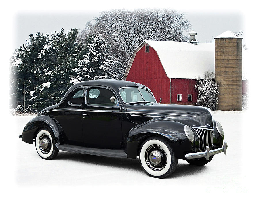 1939 Ford Coupe, Winter Barn Photograph by Ron Long
