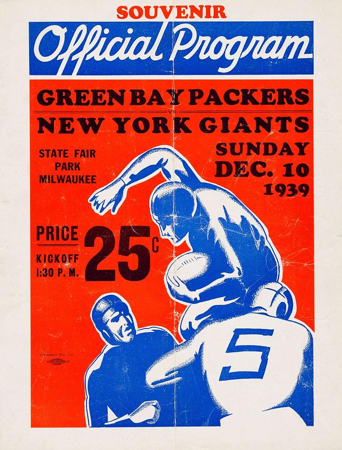 1939 Nfl Championship Game Program   Packers Victory Over The Giants Painting