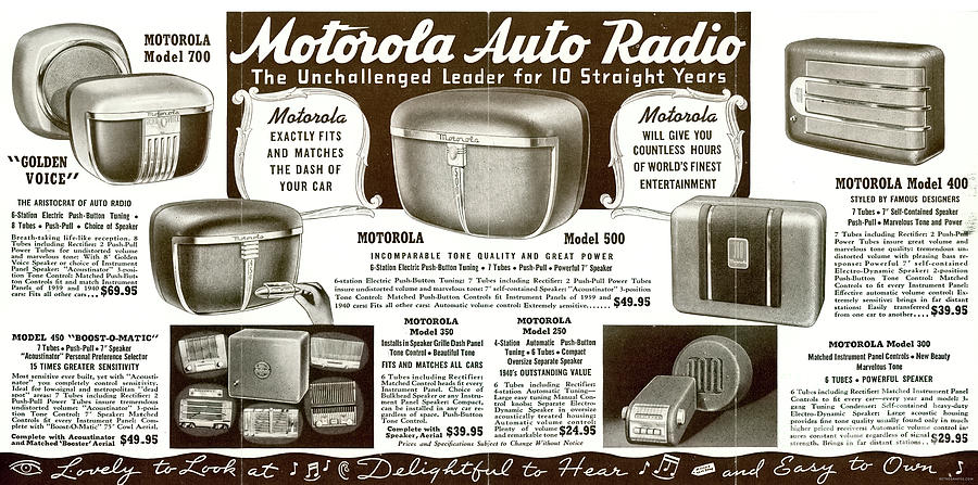 1940 Motorola Auto Radio Brochure Page Two Mixed Media by Retrographs