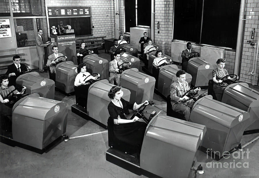 1940s Bumper Cars And Drivers Photograph by Retrographs