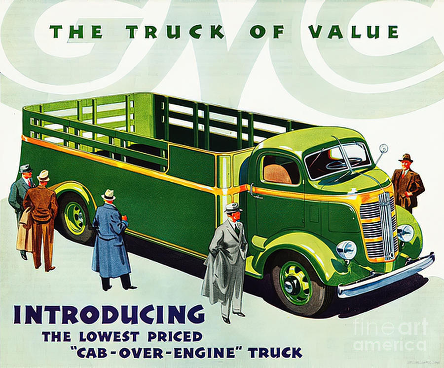 1940s Cab Over Engine Truck Advertisement Mixed Media by Retrographs