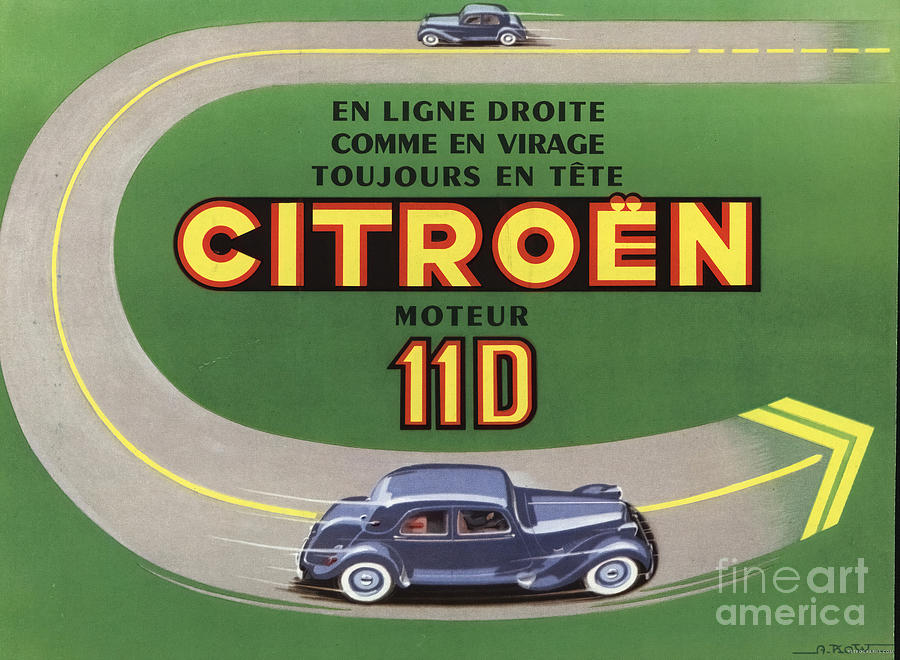 1940s Citroen 11d Advertisement Mixed Media by Retrographs