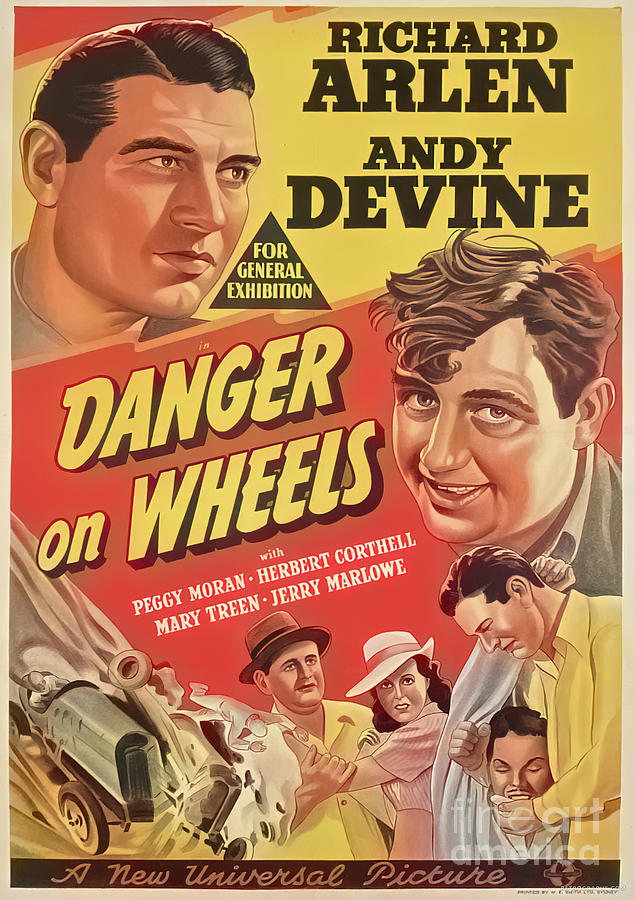 1940s Danger On Wheels Movie Poster Mixed Media by Retrographs