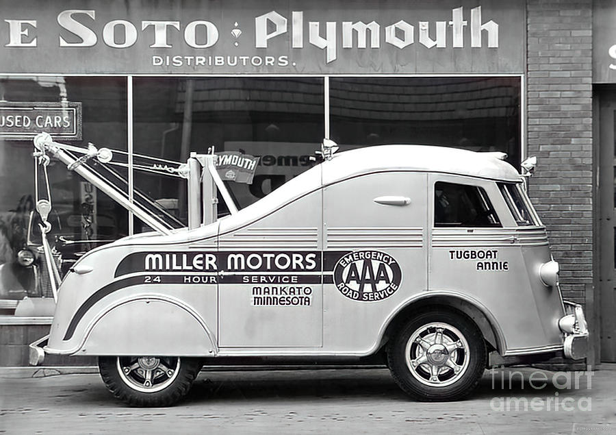 1940s Desoto Plymouth Miller Motors Art Deco Tow Truck Photograph by Retrographs