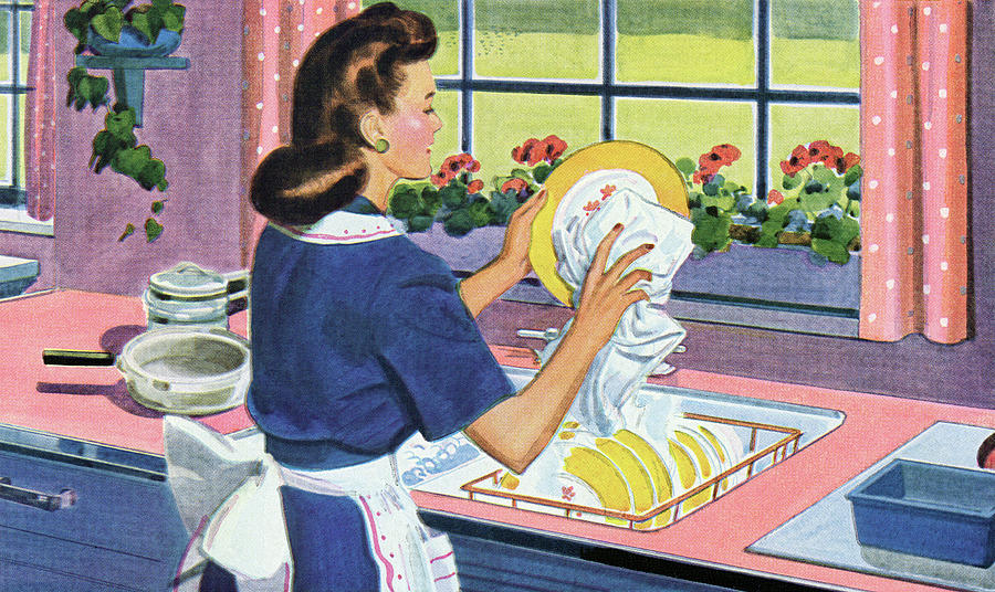 1940s Homemaker Washing Dishes Digital Art by Graphicaartis 1940s Homemaker Washing Dishes Digital Art by Graphicaartis