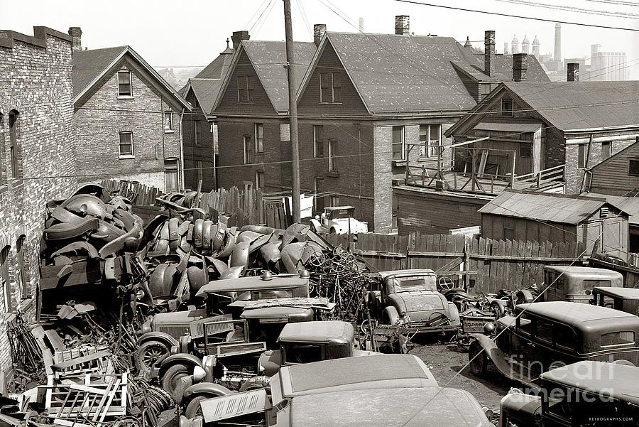 1940s Junk Yard Inner City Scene Photograph by Retrographs