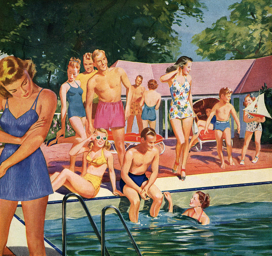 1940s Pool Party Digital Art by Graphicaartis 1940s Pool Party Digital Art by Graphicaartis