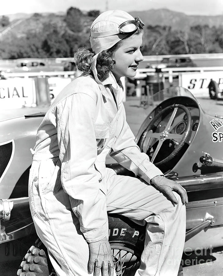 1940s Racer With Ann Sheridan Filming For Indianapolis Speedway Photograph by Retrographs
