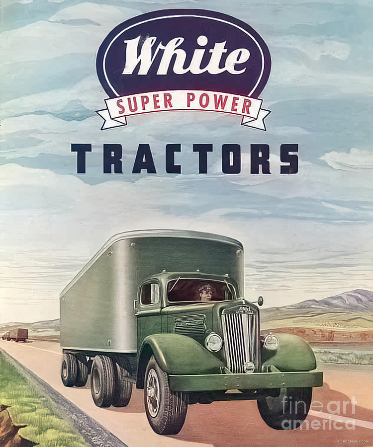 1940s White Super Power Tractors Advertisement Mixed Media by Retrographs