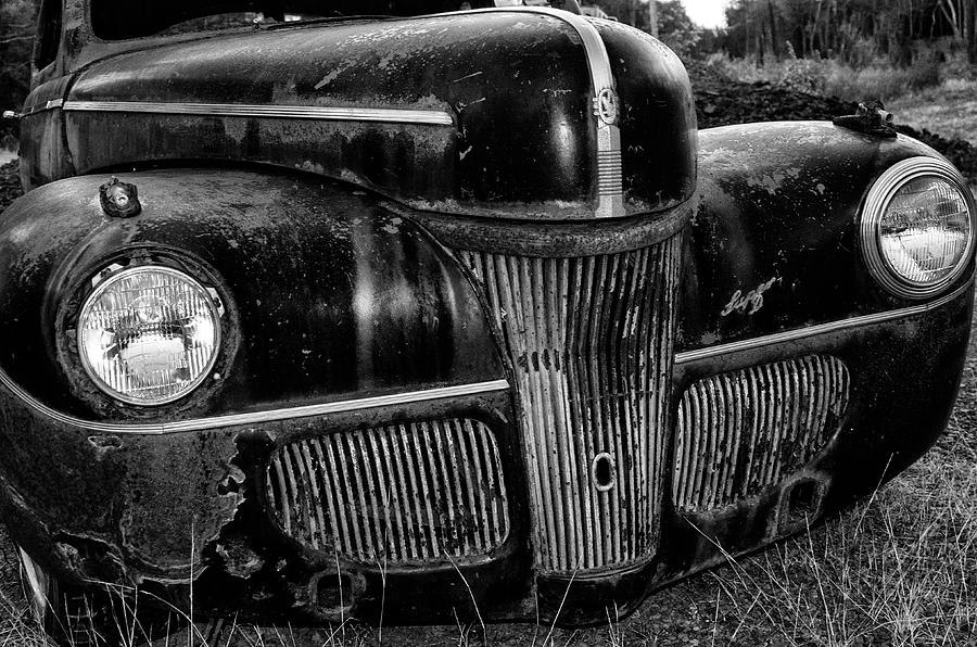 1941 Ford Super Deluxe in Black and White Photograph by Bill Cannon