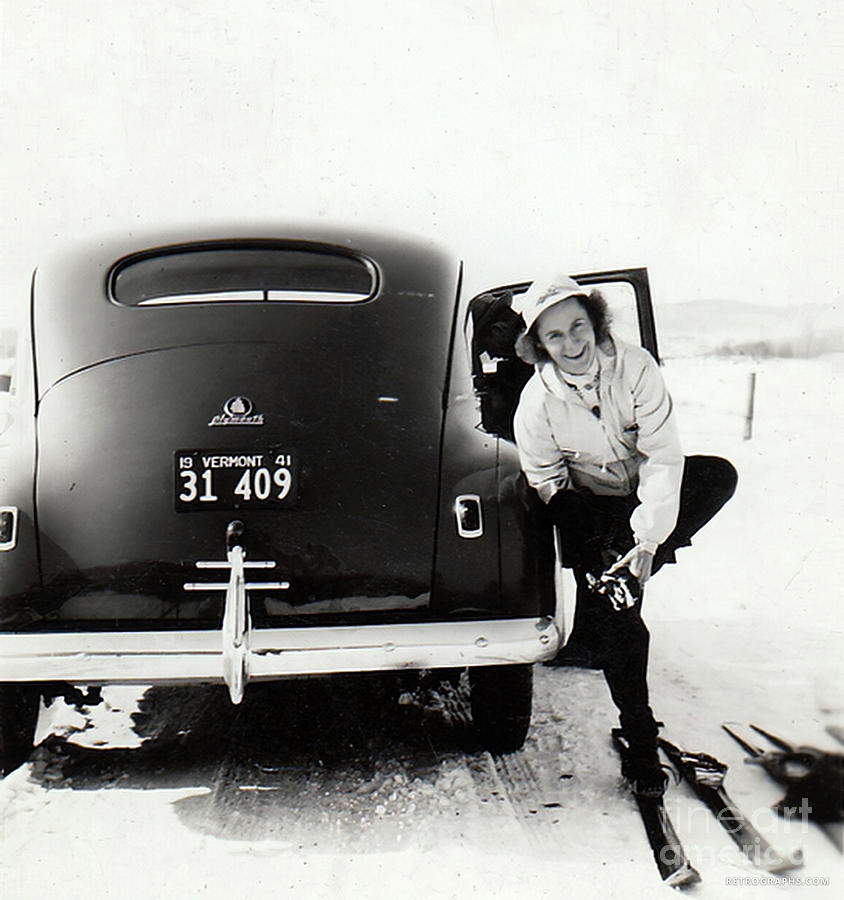 1941 Ford Vermont With Woman Skier Photograph by Retrographs