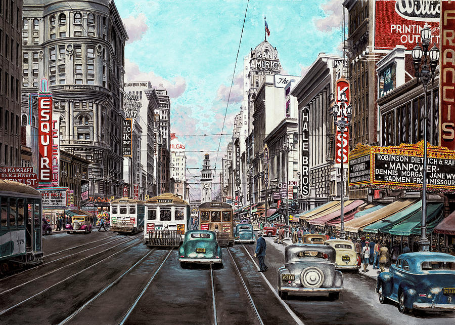 Car Painting - 1941 Market St. San Francisco by Stanton Manolakas