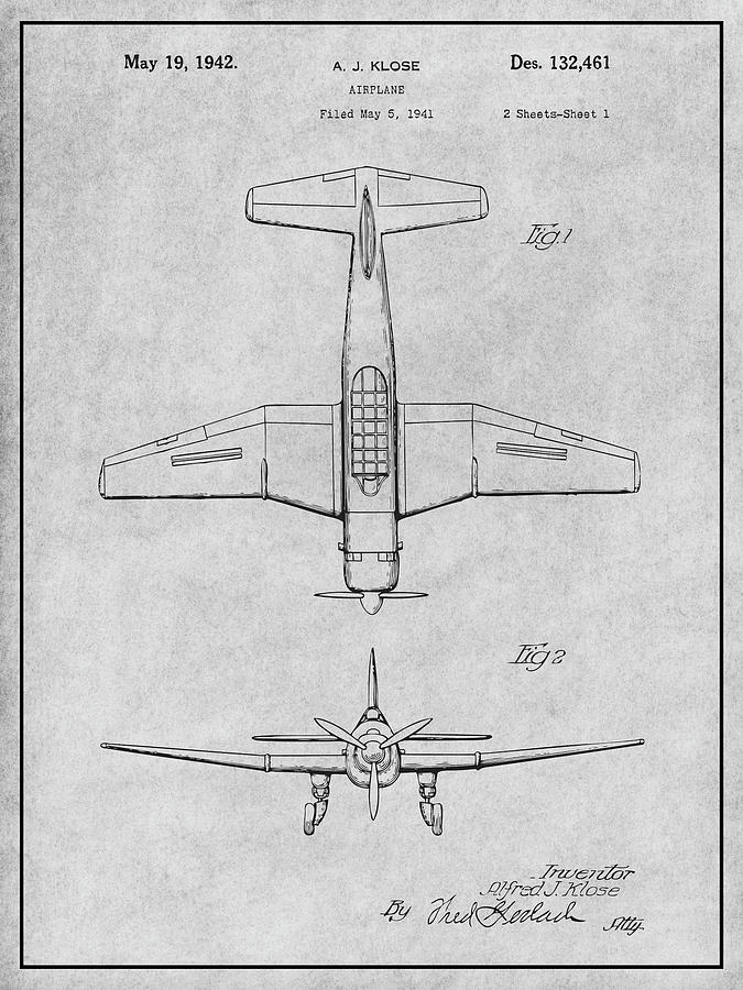 1941 Vultee A31 Vengeance Dive Bomber Gray Patent Print Drawing by Greg Edwards